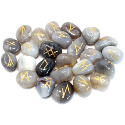 Runes Stone Set in Pouch - Grey Agate - Image 2