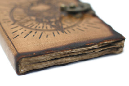 Leather Pentagon & Skull with Burns Detail Notebook (7x5") - Image 2