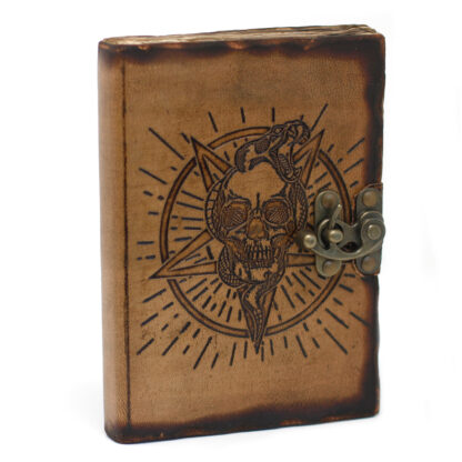 Leather Pentagon & Skull with Burns Detail Notebook (7x5") - Image 4