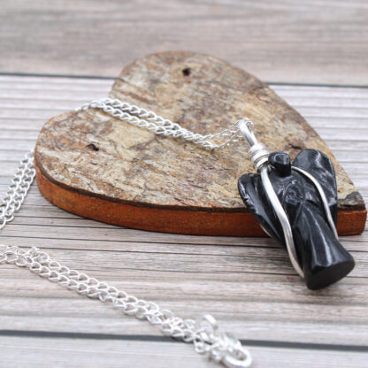 Gemstone Guardian Angel Pendant - Black Agate - Image 4