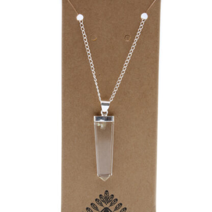 Gemstone Flat Pencil Pendant - Rock Quartz - Image 3