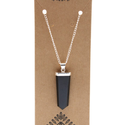 Gemstone Flat Pencil Pendant - Black Agate - Image 2