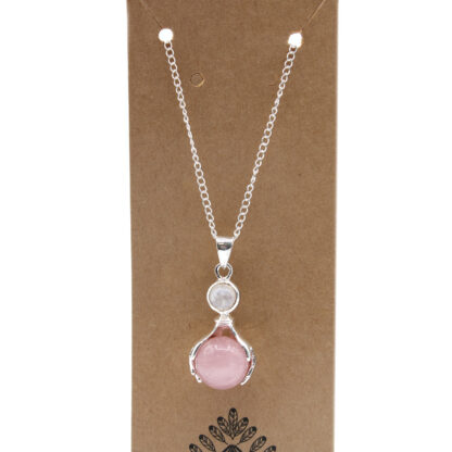 Gemstone Healing Hands Pendant - Rose Quartz - Image 3
