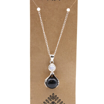 Gemstone Healing Hands Pendant - Black Agate - Image 3