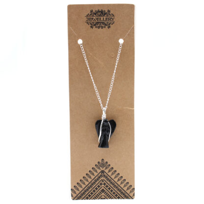 Gemstone Guardian Angel Pendant - Black Agate - Image 2