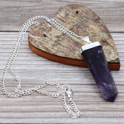 Gemstone Flat Pencil Pendant - Amethyst - Image 4