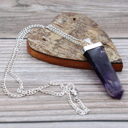 Gemstone Flat Pencil Pendant - Amethyst - Image 5