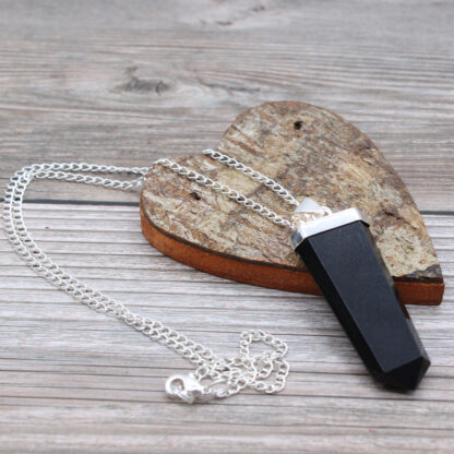 Gemstone Flat Pencil Pendant - Black Agate - Image 3