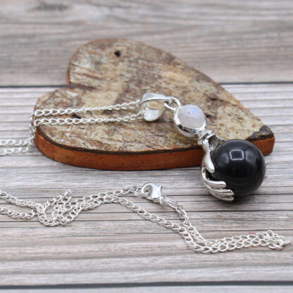 Gemstone Healing Hands Pendant - Black Agate - Image 4