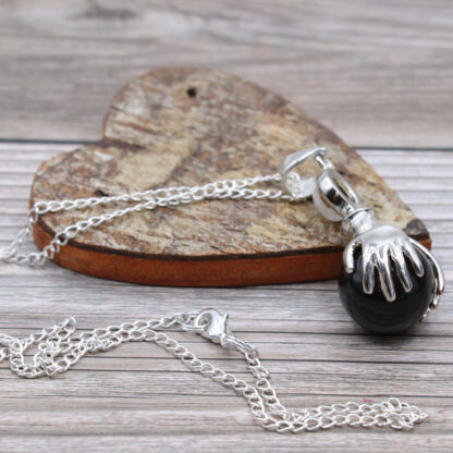 Gemstone Healing Hands Pendant - Black Agate - Image 5