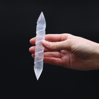 Selenite Spiral Wands - 16 cm (Point Both Ends) - Image 3