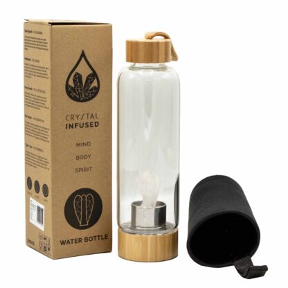 Crystal Infused Glass Water Bottle - Cleansing Clear Quartz - Angel - Image 3