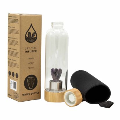 Crystal Infused Glass Water Bottle - Relaxing Amethyst - Angel - Image 3