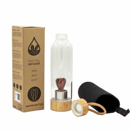 Crystal Infused Glass Water Bottle - Invigorating Red Jasper - Angel - Image 2