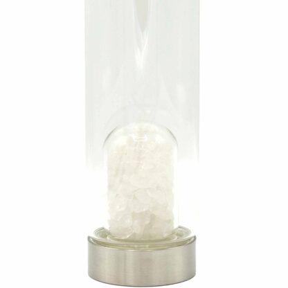 Crystal Infused Glass Water Bottle - Cleansing Clear Quartz - Chips - Image 2