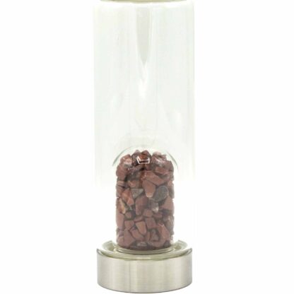 Crystal Infused Glass Water Bottle - Invigorating Red Jasper - Chips - Image 2