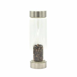 Crystal Infused Glass Water Bottle - Determined Tiger's Eye - Chips