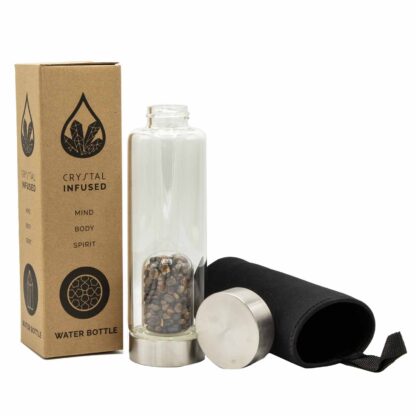 Crystal Infused Glass Water Bottle - Determined Tiger's Eye - Chips - Image 3