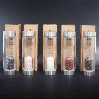 Crystal Infused Glass Water Bottle - Determined Tiger's Eye - Chips - Image 5