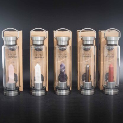 Crystal Infused Glass Water Bottle - Invigorating Red Jasper - Obelisk - Image 5