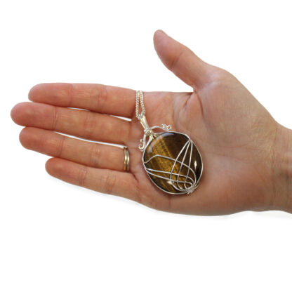 Swirl Wrapped Gemstone Necklace - Tiger Eye - Image 4