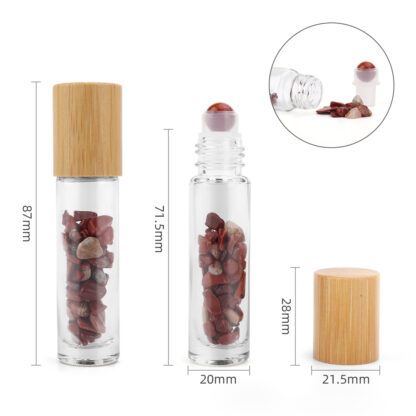 Gemstone Essential Oil Roller Bottle - Red Jasper  - Wooden Cap - Image 2