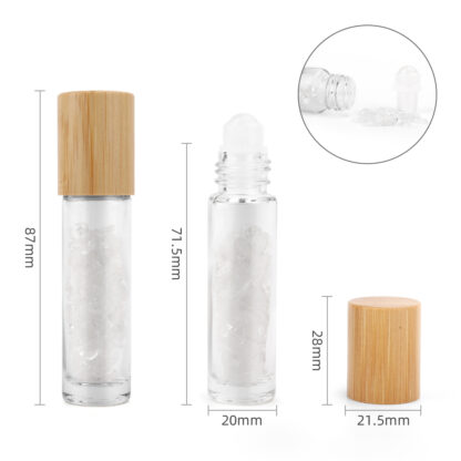 Gemstone Essential Oil Roller Bottle - Rock Quartz  - Wooden Cap - Image 2