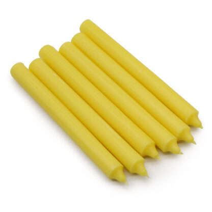 Solid Colour Dinner Candles - Rustic Lemon - Pack of 5 - Image 3