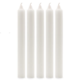 Solid Colour Dinner Candles - Rustic White - Pack of 5