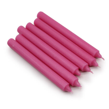 Solid Colour Dinner Candles - Rustic Deep Pink - Pack of 5 - Image 3