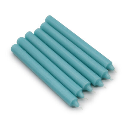 Solid Colour Dinner Candles - Rustic Aqua - Pack of 5 - Image 3