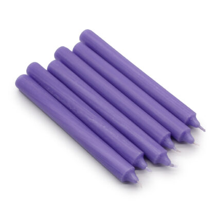Solid Colour Dinner Candles - Rustic Lilac - Pack of 5 - Image 3
