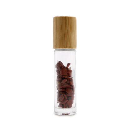 Gemstone Essential Oil Roller Bottle - Red Jasper  - Wooden Cap - Image 3