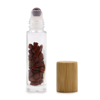 Gemstone Essential Oil Roller Bottle - Red Jasper  - Wooden Cap - Image 4