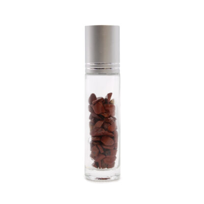 Gemstone Essential Oil Roller Bottle - Red Jasper  - Silver Cap - Image 2