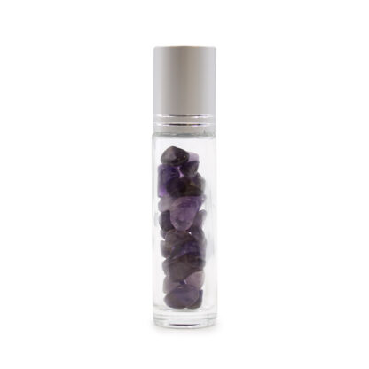 Gemstone Essential Oil Roller Bottle - Amethyst  - Silver Cap - Image 2
