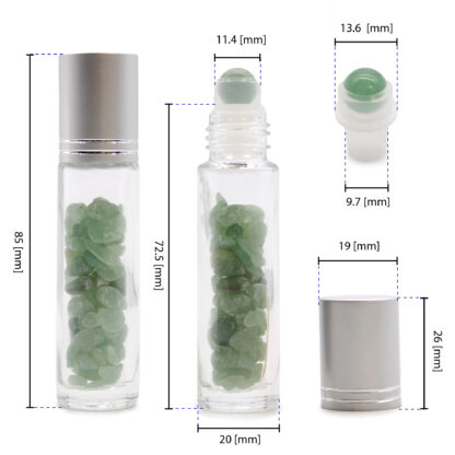 Gemstone Essential Oil Roller Bottle - Black Tourmaline  - Silver Cap - Image 2