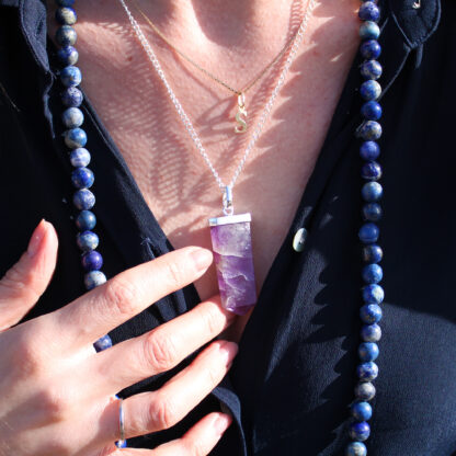 Gemstone Flat Pencil Pendant - Amethyst - Image 7