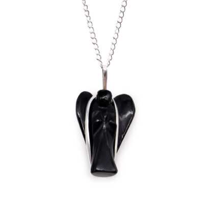 Gemstone Guardian Angel Pendant - Black Agate - Image 9