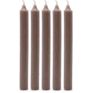 Solid Colour Dinner Candles - Rustic Taupe - Pack of 5