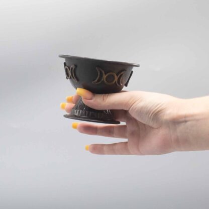 Antique Copper Ritual Chalice Triple Moon 10x8cm - Image 3