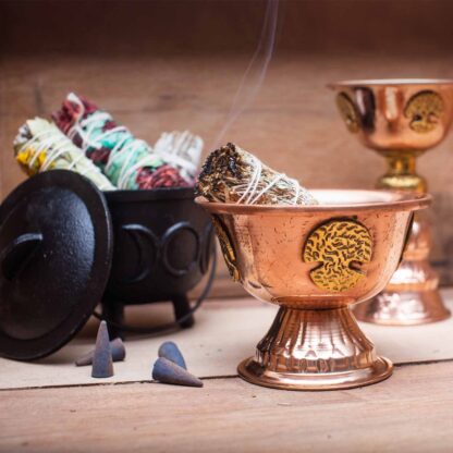 Antique Copper Ritual Chalice Triple Moon 10x8cm - Image 4