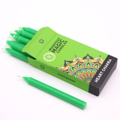 Manifest Magic Candles (pack of 12) - Green - Heart Chakra - Image 5
