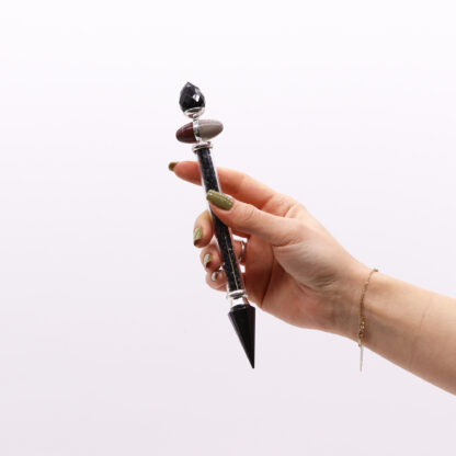 Shiva Lingam Magic Wand - Black Tourmaline & Agate - Protection - Image 3