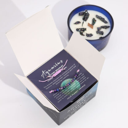 Zodiac Crystal Candle with Gemstone Bracelet - Aquarious - Image 3