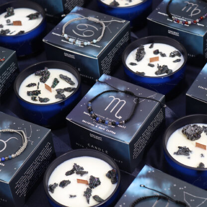 Zodiac Crystal Candle with Gemstone Bracelet - Aquarious - Image 5