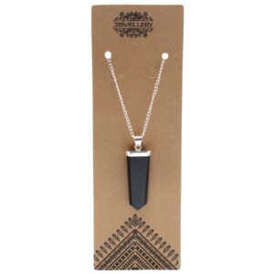 Gemstone Flat Pencil Pendant - Black Agate