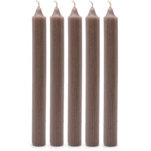 Solid Colour Dinner Candles - Rustic Taupe - Pack of 5