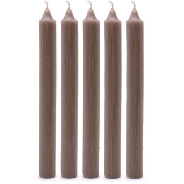 Solid Colour Dinner Candles - Rustic Taupe - Pack of 5