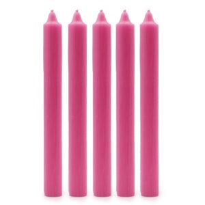 Solid Colour Dinner Candles - Rustic Deep Pink - Pack of 5
